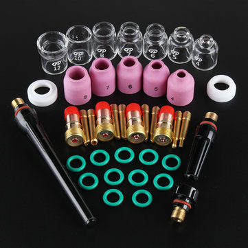 41Pcs TIG Welding Torch Nozzle Stubby Gas Lens Glass Cup Kit for WP17/18/26+Box