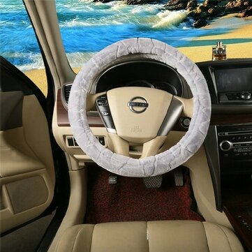 Water Cube Plush Car Steel Ring Wheel Cover Interior Grip 38CM for Winter Autumn  (COLOR.: GRAY)