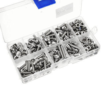 Suleve M4SP1 M4 Stainless Steel Phillips Round Head Screws Bolts Nuts Assortment Kit 250Pcs