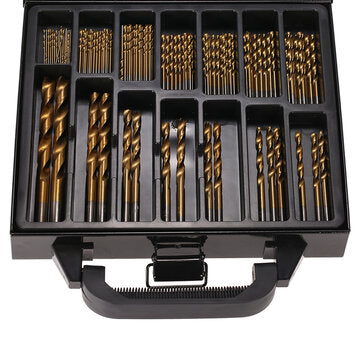 Drillpro 99Pcs HSS Drill Bits with Metal Case 1.5-10mm High Speed Steel Titanium Plated Twist Drill
