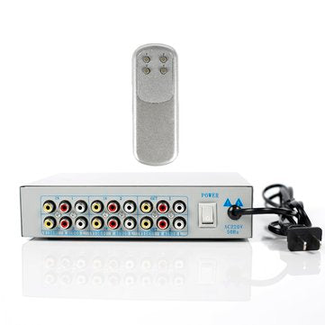 Audio and Video Switcher with TV Remote Control 4 Way Input 2 Way Output Converter Selector