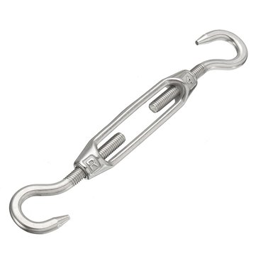 4/5/6/8/10M Hook To Hook Turn Buckles 304 Stainless Steel Open Body Turn Buckle (SIZE: M4)