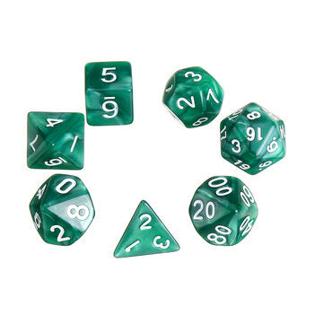 7Pcs Multisided Dice Holder Polyhedral Dices PU Leather Folding Rectangle Tray fo... (COLOR.: GREEN)