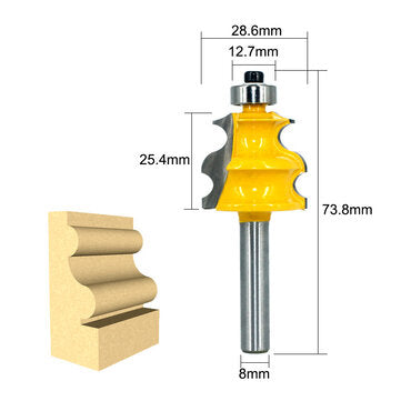 8mm 1/2" Shank Line Router Bit Architectural Molding Woodworking Tenon... (SHANK DIAMETER: 8MMSHANK)