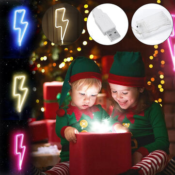 USB Bolt Neon Light Sign LED Lamp Shaped Night Light Art Wall Warm... (TYPE: [BATTERYTYPE]WARMLIGHT)