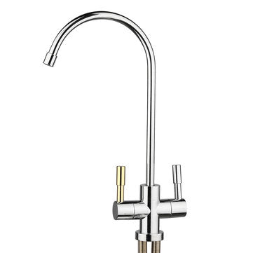 1/4`` Double Holes Chrome RO Reverse Osmosis Kitchen Sink Drinking Water Filter Neck Faucet