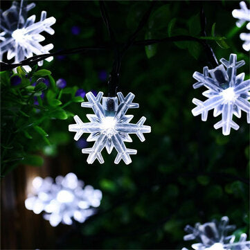 Snowflake String Lights Snow Fairy Garland Decor Solar Power LED for Christmas Tre... (COLOR: WHITE)