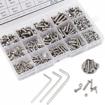 Suleve MXSH10 520Pcs Stainless Steel Hex Socket Round Head Screws Nuts Assortment Set M3 M4 M5