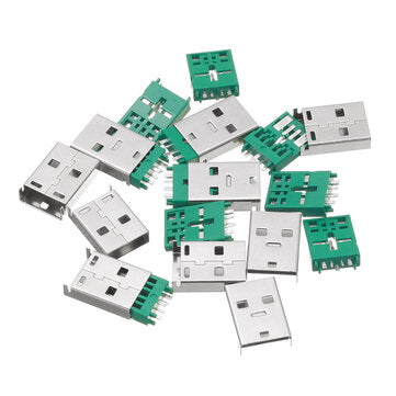 10PCS USB AM 3.0 Welding Plate Type High Current Male Short Body 17.0mm 5p Green Two-Piece Iron Shel