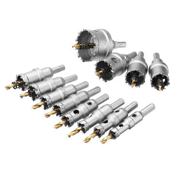 Drillpro 12pcs 15mm-50mm Upgrade M35 Titanium Coated Hole Saw Cutter for Stainless Steel Aluminum Al
