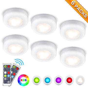 6 Pcs Elfeland Cabinet Lights RGB Led Night Light with Remote Control Stairs Light Cabinet Light Bat