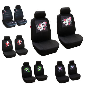 Universal Five Seat Car Seat Cover Panda Skull Head Butterfly Front... (PATTERN: SKULL | TYPE: 4PCS)