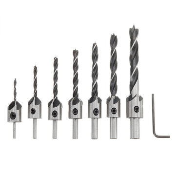 Drillpro 25pcs Woodworking Chamfer Countersink Drill Bit Set Step Drill Bits 5 Flute 90 Degree Count