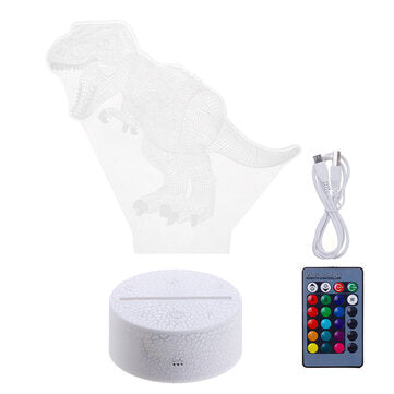 USB/Battery Powered 3D Children Kids Night Light Lamp Dinosaur Toys Boys 16 Colors Changing LED Remo