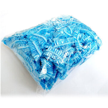100pcs Individual Package Disposable PE Bath Shower Caps Waterproof Dustproof Show... (COLOR.: BLUE)