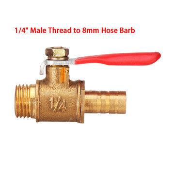 8mm Hose Barb to BSP Male Thread 1/2" 3/8" 1/2" Brass Inline Ball Valve Pipe Hose Coup... (SIZE: #1)