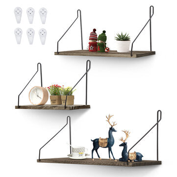 3Pcs/set Wall Mounted Shelves Floating Storage Rack Holder Space Saving Organizer... (COLOR: COFFEE)