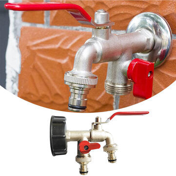 1/2 Inch S60x6 IBC Brass Water Tank Adapter Double Head Tap Outlet Replacement Valve Fitting for Gar