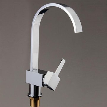 Square Chrome Brass Kitchen Bathroom Hot Cold Water Switch Basin Mixer Tap