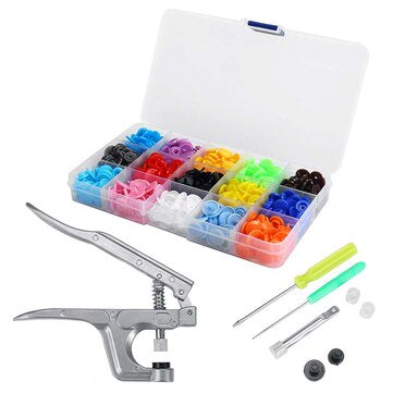 400 Sets T5 Snap Poppers Plastic Buttons Fastener Plie... (TYPE: 640PCSSNAPS(15COLORS)SNAPPLIERSSET)