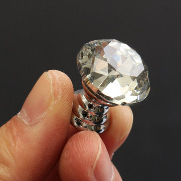10Pcs 20mm Round Crystal Glass Cabinet Knobs Drawer Furniture Pull Handle
