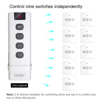 Moeshouse 9 /1 Channel RF433 Remote Control for WiFi Curtain Switch RF Roller Blinds Module Battery