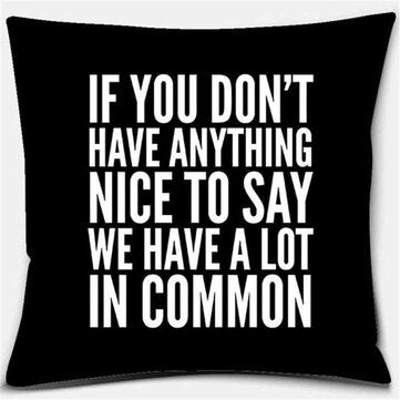 45 x 45cm Cool Black Linen Throw Pillow Couch Case Home Sofa Cushion Cover Phrases ... (TYPE: TYPE7)