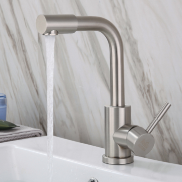 Stainless Steel Bathroom Basin Faucet 360 Rotate Single Handle Single Hole Lead Free Hot And Cold