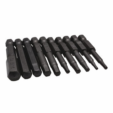 Drillpro 10pcs Screwdriver Set 50mm S2 Steel Black Hex Head Screwdriver Drill Bit Set
