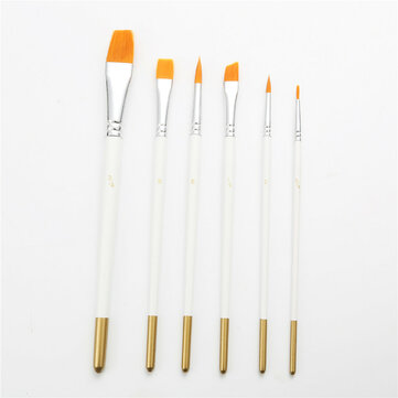 6pcs White Pole Wooden Nylon Paint Brushes Set Multi-function Watercolor Oil Paint Brush Set Art Pai