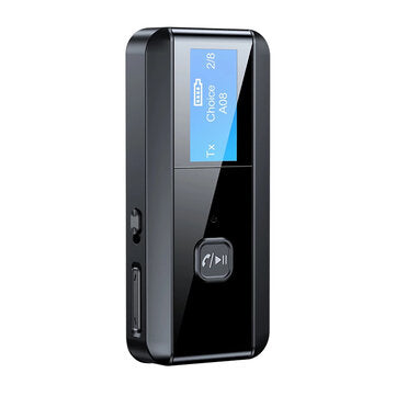 Bakeey C29 bluetooth 5.0 Adapter Wireless Receiver Transmitter LCD Display AUX 3.5... (COLOR: BLACK)
