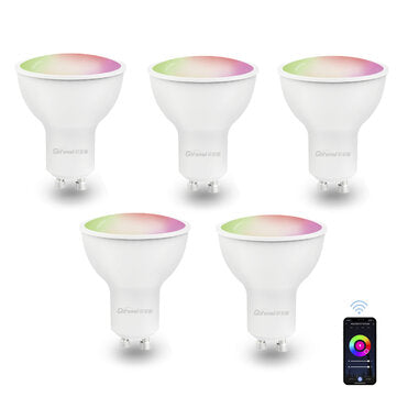 5Pcs Difeisi DFS-EC-G001 GU10 Smart Bulb 450LM Color Temperature 2700K-6500K Works with Alexa and Go