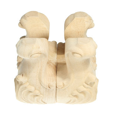 4Pcs Engraved Anti-damp Solid Wood Sofa Legs Wardrobe Cabinet Furniture Bracket Feet European Style