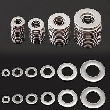 Suleve MXSW4 105Pcs Stainless Steel Gasket O Type Flat Gasket Washer Set m3/4/5/6/8/10