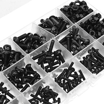 Suleve MXCH3 440Pcs M3/M4/M5 Carbon Steel Screw Hex Socket Button Head Bolt Nut Assortment Kit