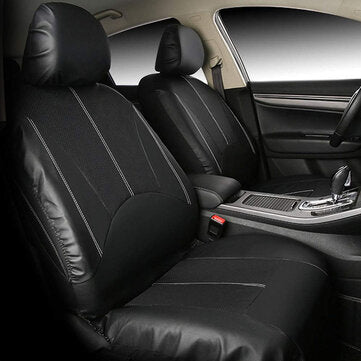 4PCS Car Seat Cover Set Universal 5-Seat Protector PU leather Seat Cushion Headre... (COLOR.: BLACK)