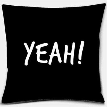 45 x 45cm Cool Black Linen Throw Pillow Couch Case Home Sofa Cushion Cover Phrases ... (TYPE: TYPE2)