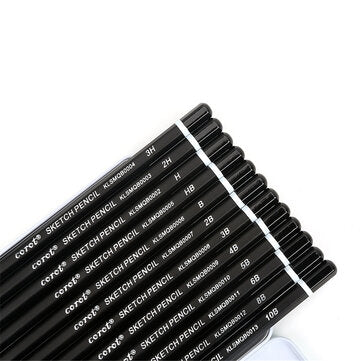 COROT 12Pcs Sketching Pencil Set 3H-10B Hardness Graphite Lead Pencil Drawing Painting Sketching Pen