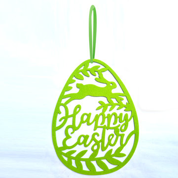 Hanging Ornament Easter Eggs Bunny Pendant Egg Shape Gifts Wall Door Decorations (COLOR.: GREEN)