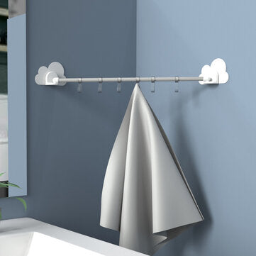 Sucker Hanger Hooks Wall Mounted Clothes Towel Spoon Shovel Hook with 6 Movable Hooks for Home Kitch