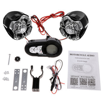 Pair Motorcycle Handlebar System bluetooth USB SD FM Radio MP3 Speakers (COLOR: BLACK)