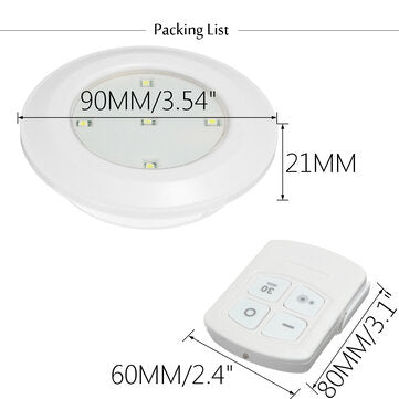 6PCS LED Wireless Cabinet Light Kitchen Counter Under Touch Closets Lighting Puck Lamp with Remote C