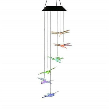 Solar Powered Wind Chimes Light Lamp Hanging LED Dragonfly Garden Yard Color Changing Lights For Hom