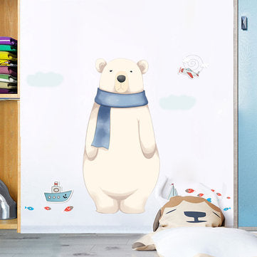Miico FX82027 2PCS Cartoon Wall Sticker Cute Polar Bear Printing Children`s Room And Kindergarten De