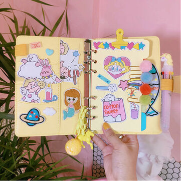 1 Piece A6 Diary DIY Notebook Cute Cartoon Girl Heart Account Diary Plan Loose-l... (COLOR.: YELLOW)