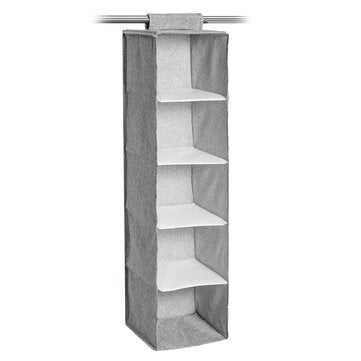 5 Tiers Cotton Linen Storage Hanging Bag Washable Wardrobe Closet Hanging Shoes Shelf Organizer for