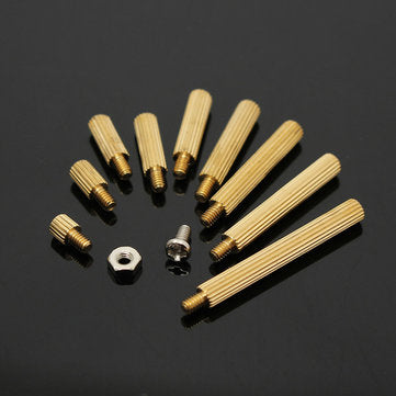 Suleve M2BT1 270Pcs M2 Male Female Knurled Brass Round Thread Column Standoff Spacer Pillar PCB B
