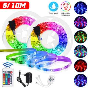 5M 10M 2835 RGB 600 LED Strip Light Non-waterproof DC12V+24 KEY Remot... (LENGTH: 5M | PLUG: USPLUG)