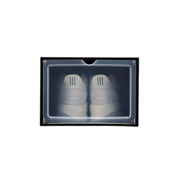 1 Piece Plastic Shoe Box Thicken PP Filp Cover Shoes Storage Racks Stack... (SIZE: S | COLOR: BLACK)