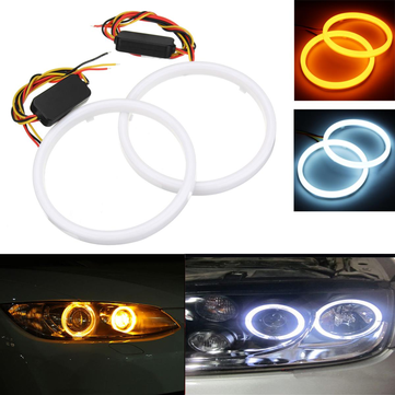 Pair 60/70/80/90/100/110mm 2835 LED Angel Eyes Lights Halo Ring DRL Turn Signal ... (DIAMETER: 60MM)